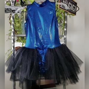 Women's Double Platinum royal blue, black dance costume Sz. X-Small